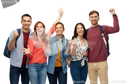 Image of group of happy students celebrating success