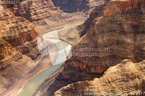 Image of view of grand canyon cliffs and colorado river