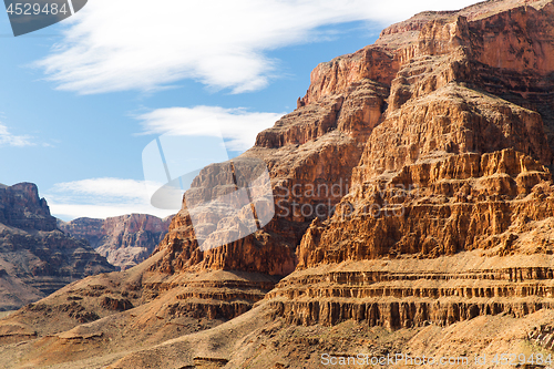 Image of aerial view of grand canyon cliffs from helicopter