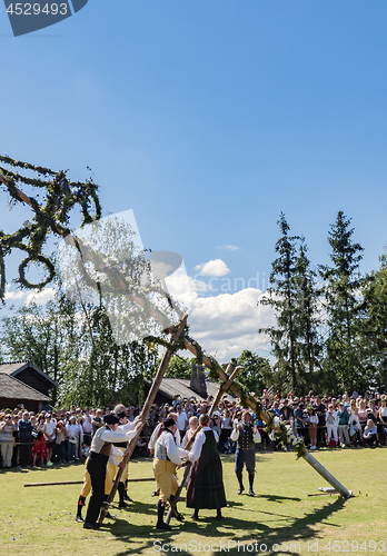 Image of STOCKHOLM, SWEDEN - JUNE 21, 2019: Traditional midsummer celebra