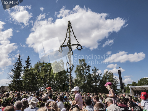 Image of STOCKHOLM, SWEDEN - JUNE 21, 2019: Traditional midsummer celebra