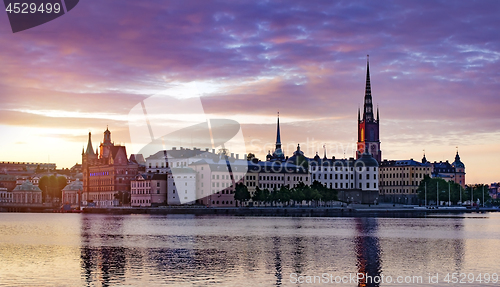 Image of Panorama of Riddarholmen isle in Stockholm early morning