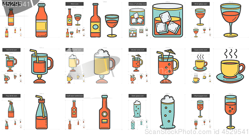 Image of Drinks line icon set.