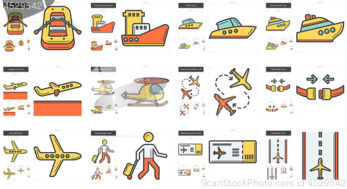 Image of Transportation line icon set.