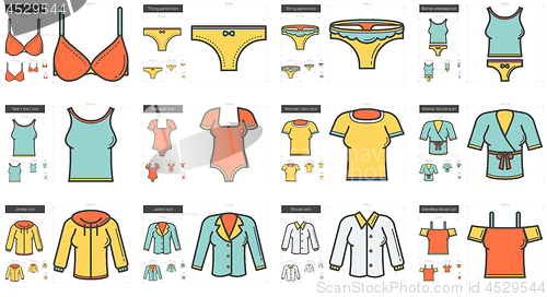 Image of Clothes line icon set.