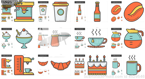 Image of Junk food line icon set.