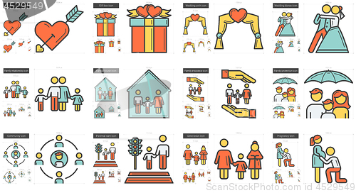 Image of Family line icon set.