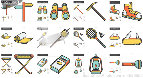 Image of Travel and holiday line icon set.