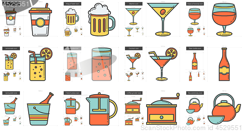 Image of Drinks line icon set.