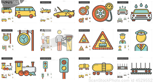 Image of Transportation line icon set.