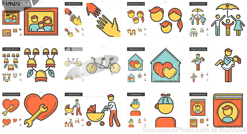 Image of Family line icon set.