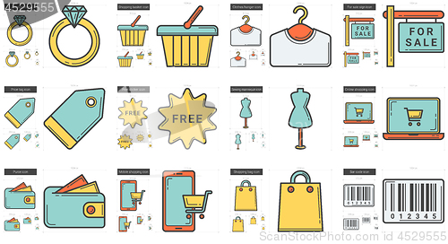 Image of Shopping line icon set.