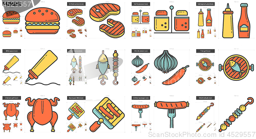 Image of Barbecue line icon set.