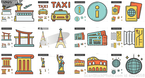 Image of Travel and holiday line icon set.