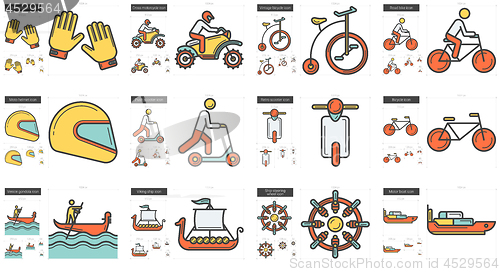 Image of Transportation line icon set.