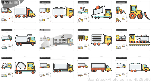 Image of Transportation line icon set.