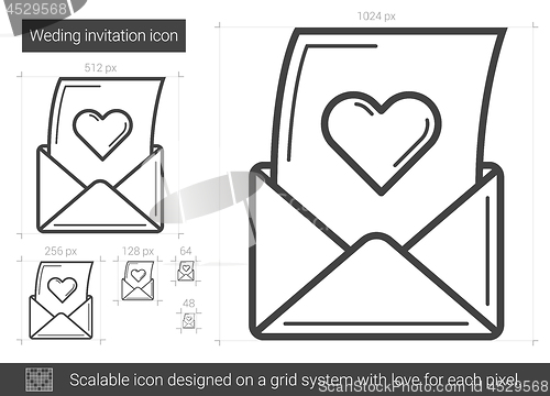 Image of Open love letter line icon.