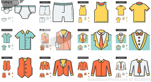 Image of Clothes line icon set.