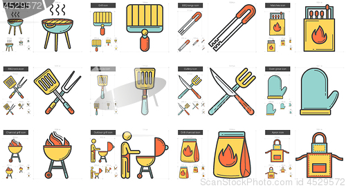 Image of Barbecue line icon set.