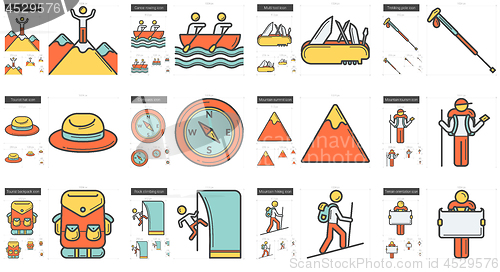 Image of Travel and holiday line icon set.