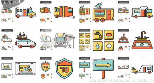 Image of Travel and holiday line icon set.