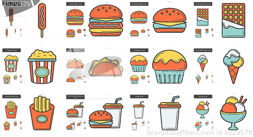 Image of Junk food line icon set.