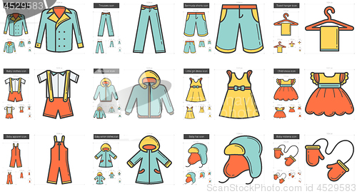 Image of Clothes line icon set.