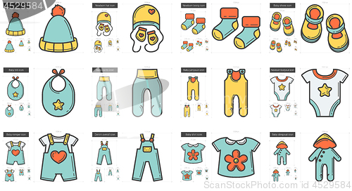 Image of Clothes line icon set.