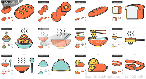 Image of Junk food line icon set.