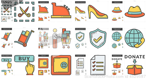 Image of Shopping line icon set.