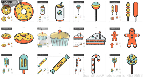 Image of Junk food line icon set.