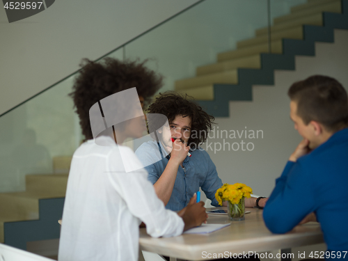 Image of Multiethnic startup Business Team At A Meeting at modern office 