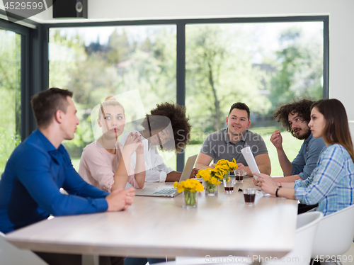 Image of Multiethnic startup Business Team At A Meeting at modern office 