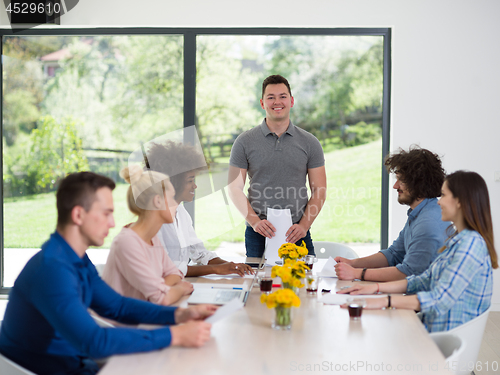 Image of Multiethnic startup Business Team At A Meeting at modern office 