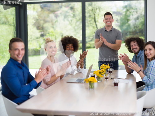 Image of Multiethnic startup Business Team At A Meeting at modern office 