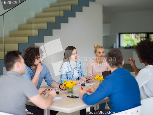 Image of Multiethnic startup Business Team At A Meeting at modern office 