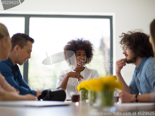 Image of Multiethnic startup Business Team At A Meeting at modern office 