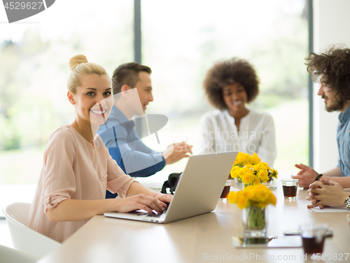 Image of Multiethnic startup Business Team At A Meeting at modern office 