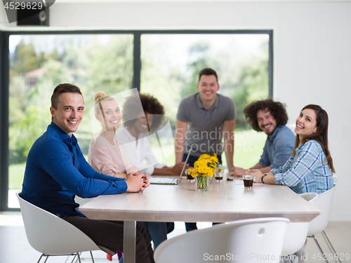 Image of Multiethnic startup Business Team At A Meeting at modern office 