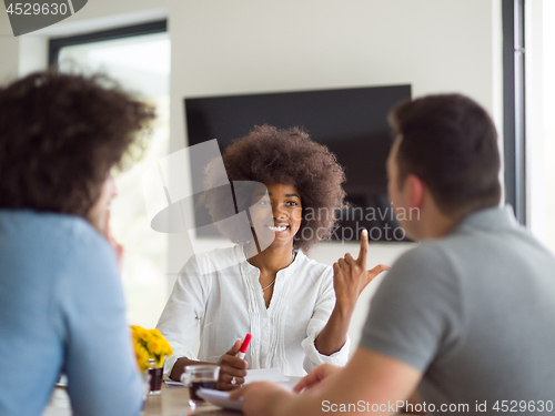 Image of Multiethnic startup Business Team At A Meeting at modern office 