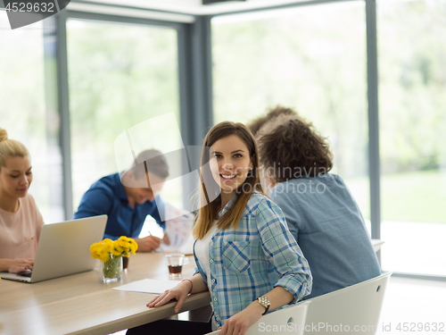 Image of Multiethnic startup Business Team At A Meeting at modern office 