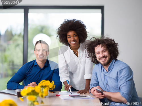 Image of Multiethnic startup Business Team At A Meeting at modern office 