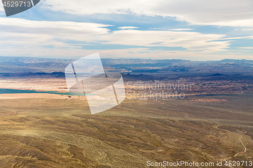 Image of aerial view of grand canyon desert and lake mead