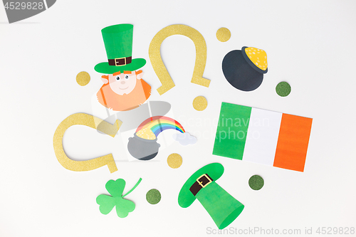 Image of st patricks day decorations on white background