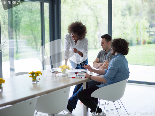 Image of Multiethnic startup Business Team At A Meeting at modern office 