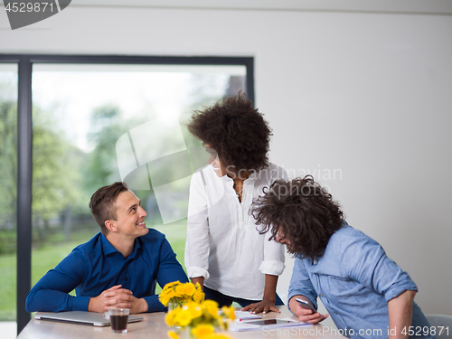 Image of Multiethnic startup Business Team At A Meeting at modern office 