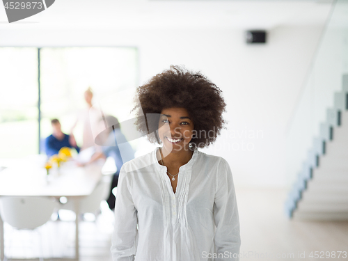 Image of Portrait of black casual business woman