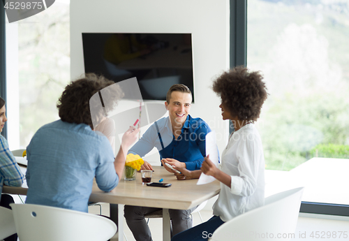 Image of Multiethnic startup Business Team At A Meeting at modern office 