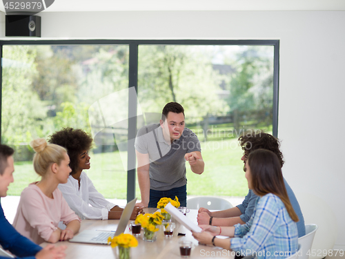 Image of Multiethnic startup Business Team At A Meeting at modern office 