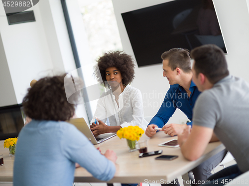 Image of Multiethnic startup Business Team At A Meeting at modern office 